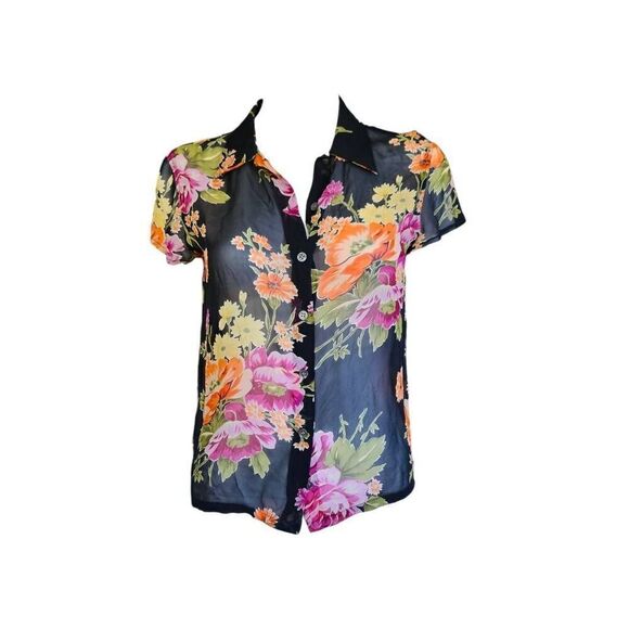 Jones New York Tops - vintage silk mesh floral blouse